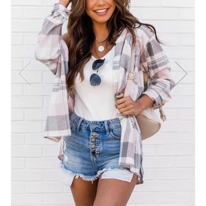 Pink Lily plaid blouse